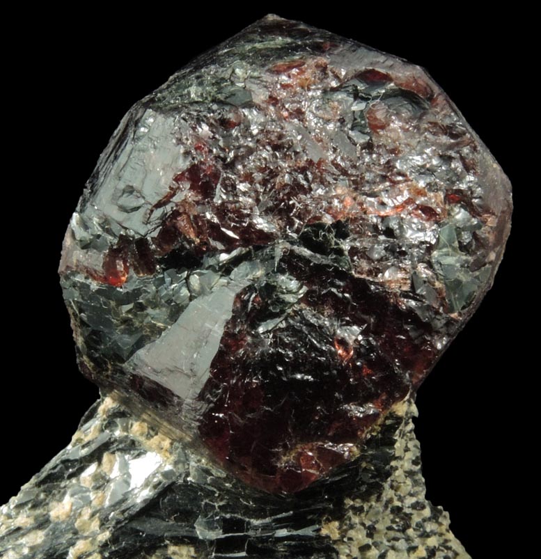 Detail view of mineral Almandine Garnet for sale from 26th Street at Sixth Avenue Subway Excavation, Manhattan Island, New York City, New York County, New York