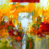 acrylic painting by master artist Edward Betts, middle panel of the triptych Summertime