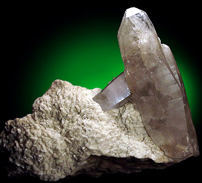 Mineral Specimens: Quartz var. Smoky on Cleavlandite from Peter's Pocket, N. Moat Mt., Bartlett, New Hampshire